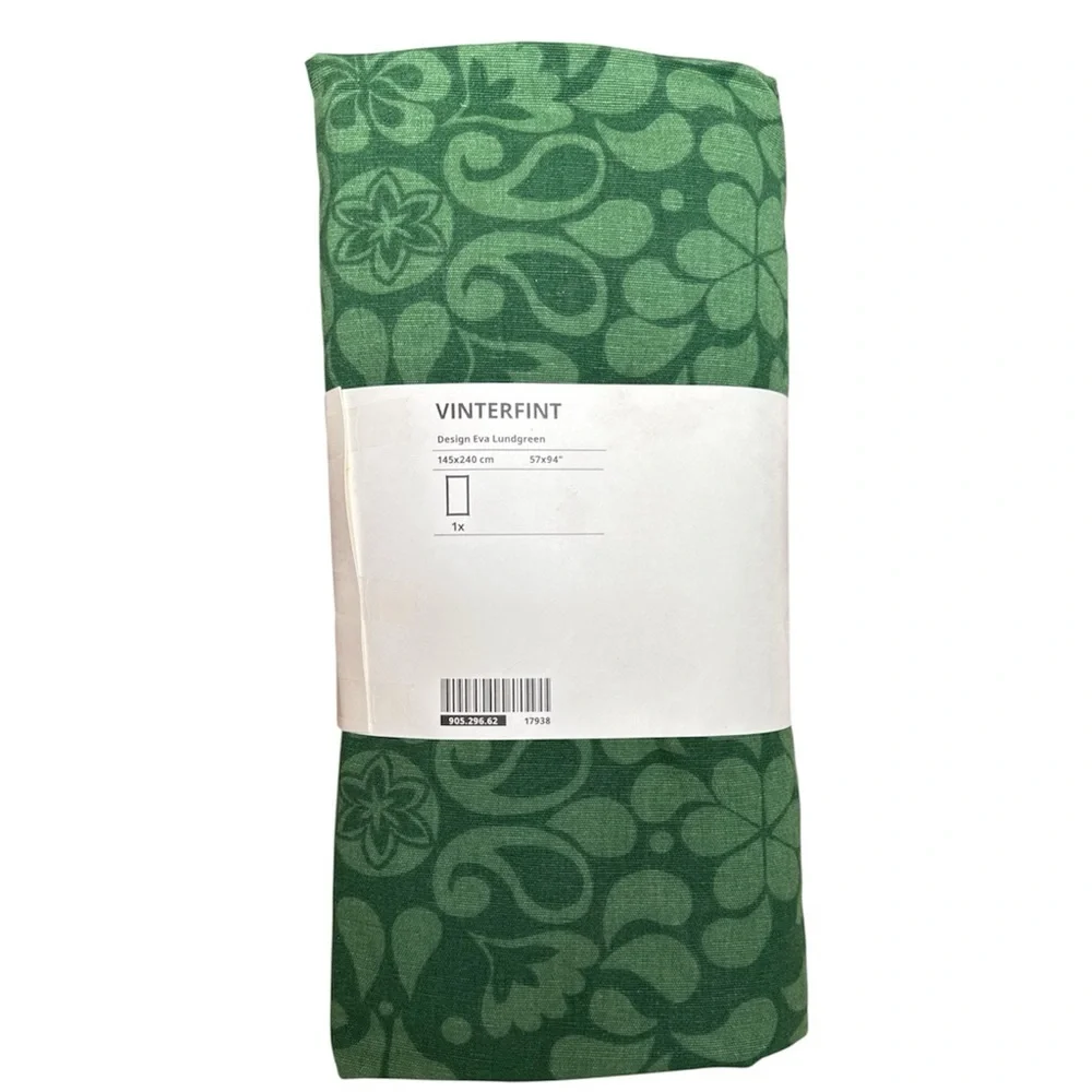 IKEA VINTERFINT Green Paisley Floral Cotton Table Cloth 57x94 Design Lundgreen